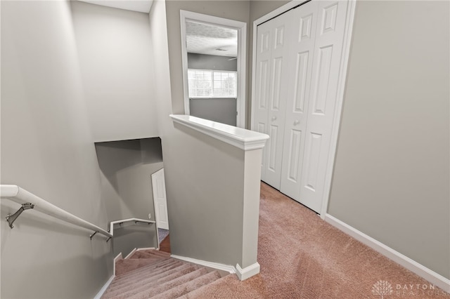 2750 Twin Lakes Dr, Troy, OH 45373 - staircase with carpet and baseboards