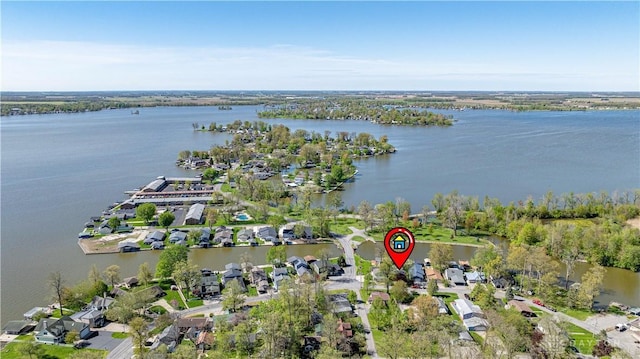 10125 Seminole Shore Dr, Huntsville, OH 43324 - bird's eye view with a water view and a residential view