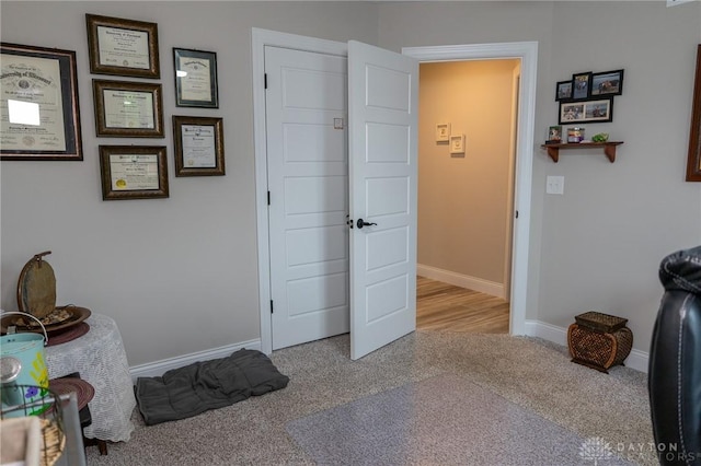 interior space featuring baseboards and carpet flooring
