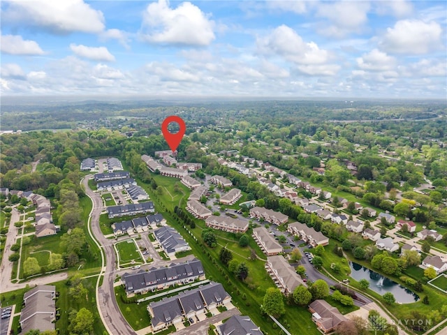 4266 Straight Arrow Rd, Beavercreek, OH 45430 - birds eye view of property featuring a water view and a residential view