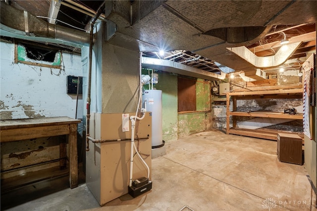 825 Far Hills Ave, Oakwood, OH 45419 - unfinished below grade area with water heater and heating unit