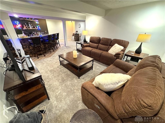 living room with a bar