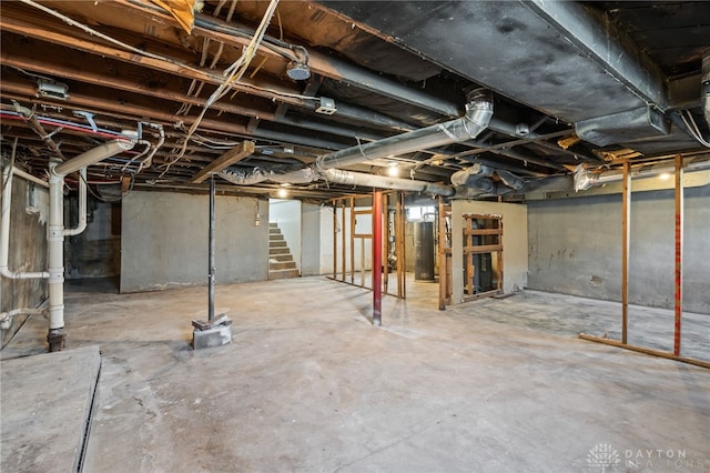709 E Dorothy Ln, Dayton, OH 45419 - unfinished below grade area featuring stairs and water heater