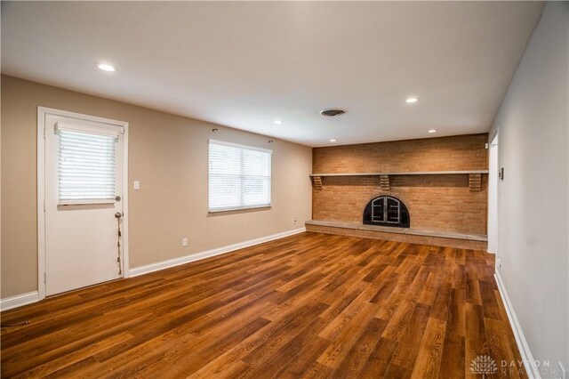 5149 Marshall Rd, Washington Twp, OH 45429 - unfurnished living room with a fireplace, wood finished floors, recessed lighting, and baseboards