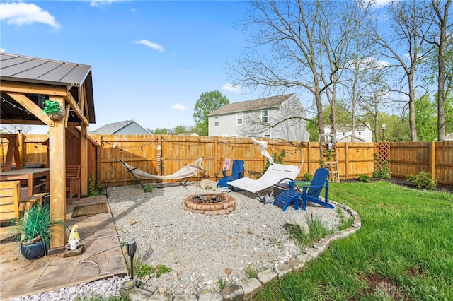 784 Marshall Dr, Xenia, OH 45385 - view of yard featuring a fire pit, a patio, and a gazebo