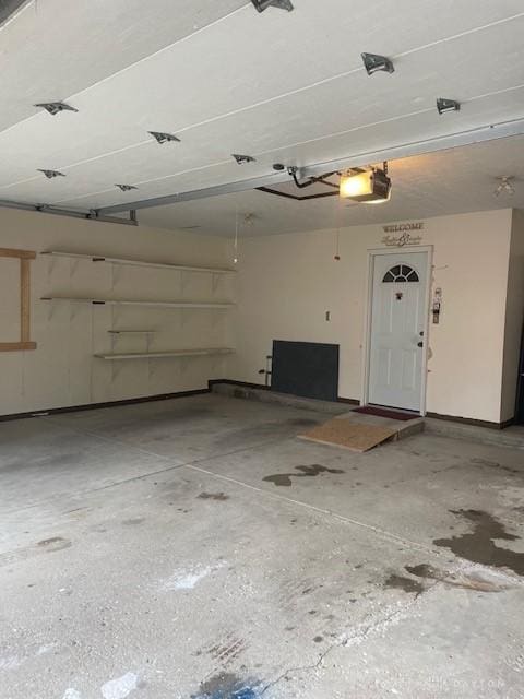 garage with a garage door opener