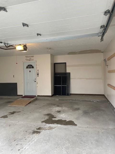 garage with a garage door opener