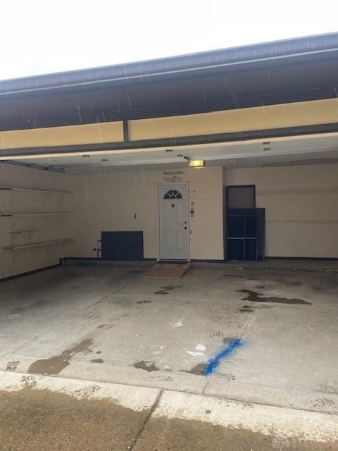 garage with a garage door opener