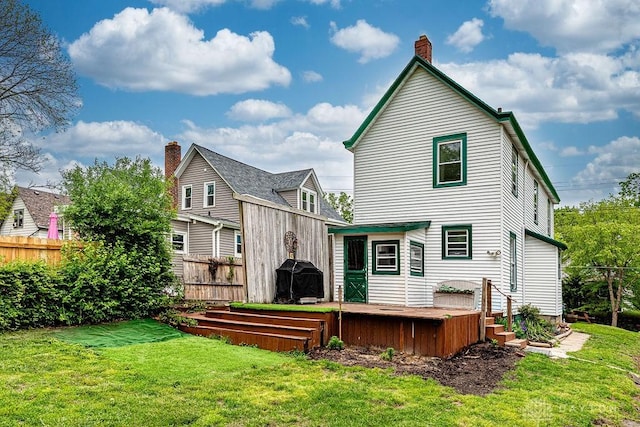 4103 Whetsel Ave, Cincinnati, OH 45227 - rear view of house with a wooden deck and a chimney