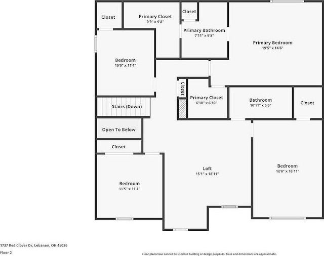 1737 Red Clover Dr, Lebanon, OH 45036 - property floor plan