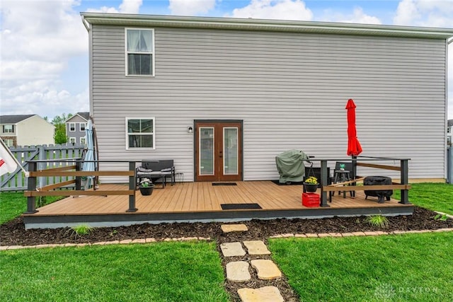 1194 Lisa Marie Dr, Xenia, OH 45385 - back of property with a deck and french doors