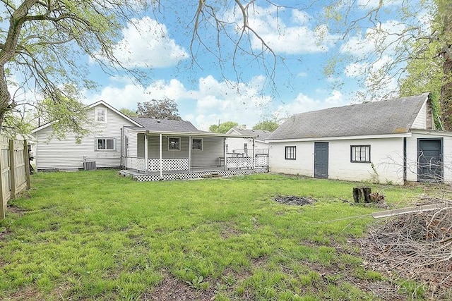 3417 Beechgrove Rd, Moraine, OH 45439 - back of house with a wooden deck and central AC unit
