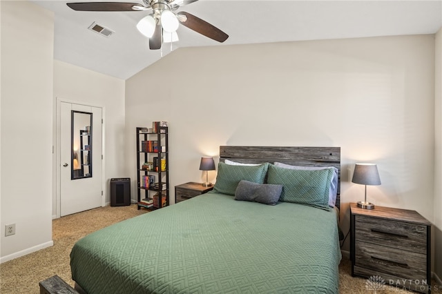 108 Mallard Glen Dr Unit 7, Dayton, OH 45458 - carpeted bedroom featuring baseboards, lofted ceiling, and ceiling fan