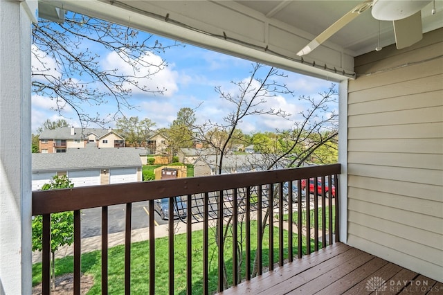 108 Mallard Glen Dr Unit 7, Dayton, OH 45458 - wooden deck with a residential view and a ceiling fan