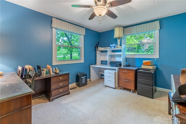 2084 Firebird Dr, Bellbrook, OH 45305 - carpeted office space with ceiling fan and baseboards