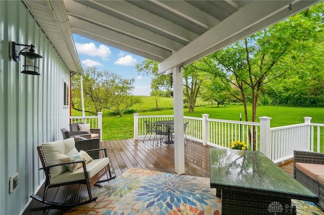 6859 US Highway 62 NE, Washington Court Hous, OH 43160 - wooden deck featuring a lawn and outdoor dining space