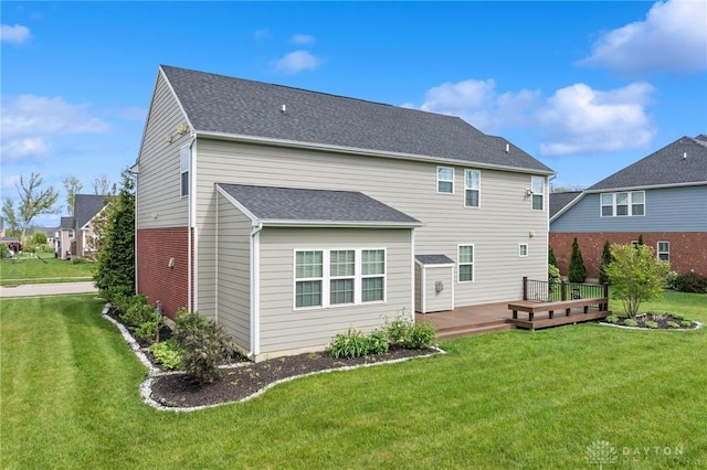 10280 Benjamin Way, Washington Twp, OH 45458 - back of property featuring a deck, a yard, and a shingled roof