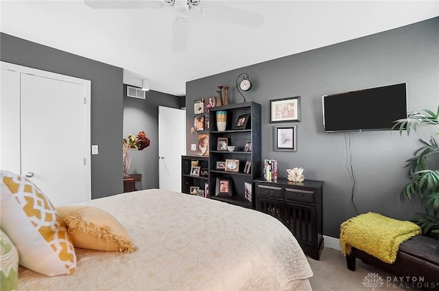 1900 Kresswood Cir, Kettering, OH 45429 - carpeted bedroom with a ceiling fan