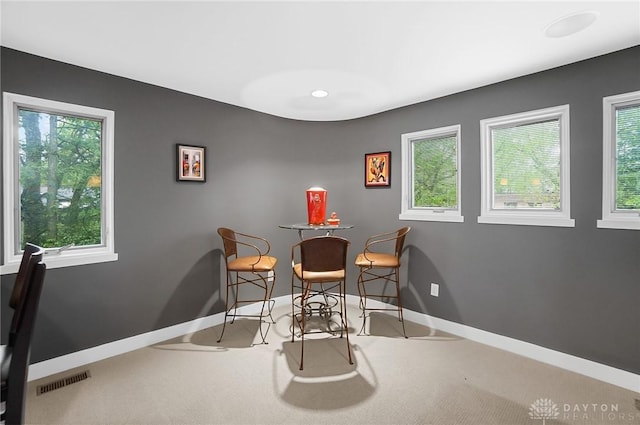 1900 Kresswood Cir, Kettering, OH 45429 - carpeted dining space with healthy amount of natural light and baseboards