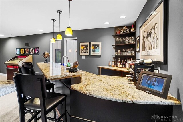 1900 Kresswood Cir, Kettering, OH 45429 - indoor dry bar with recessed lighting, pendant lighting, and wood finished floors
