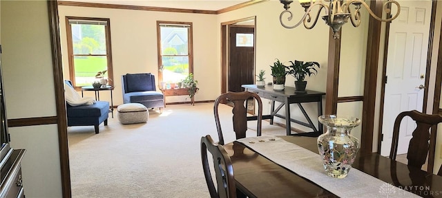 6765 Montpellier Blvd, Centerville, OH 45459 - office with light colored carpet, a chandelier, ornamental molding, and baseboards