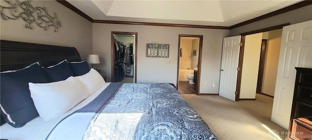 6765 Montpellier Blvd, Centerville, OH 45459 - bedroom featuring carpet floors, ornamental molding, a closet, ensuite bathroom, and a spacious closet