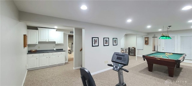 6765 Montpellier Blvd, Centerville, OH 45459 - game room with recessed lighting, baseboards, billiards table, and light colored carpet