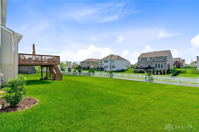 1591 Windham Ln, Beavercreek Township, OH 45385 - view of yard featuring stairs, a deck, and a residential view