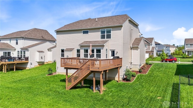 1591 Windham Ln, Beavercreek Township, OH 45385 - rear view of house featuring a deck, a residential view, and stairway