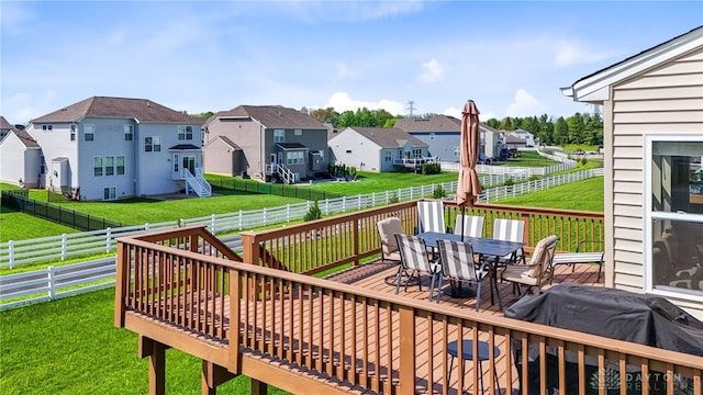 1591 Windham Ln, Beavercreek Township, OH 45385 - wooden terrace with outdoor dining space and a residential view
