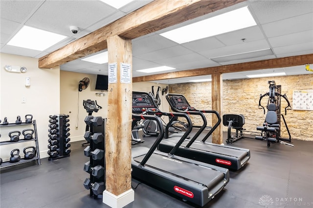 1591 Windham Ln, Beavercreek Township, OH 45385 - gym with a paneled ceiling and baseboards