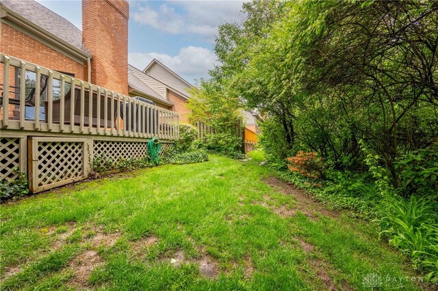 813 Timberlake Ct, Kettering, OH 45429 - view of green lawn with a deck