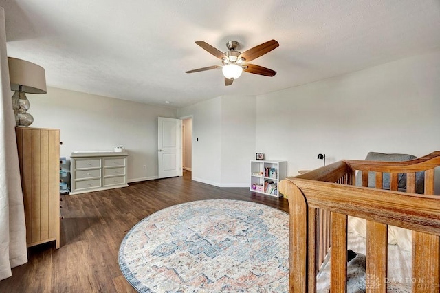 3732 Oak Creek Dr, Sugarcreek Township, OH 45440 - bedroom featuring baseboards, wood finished floors, and ceiling fan