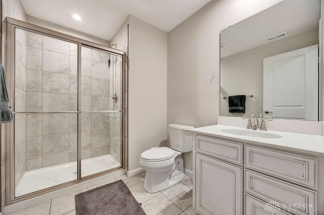 3732 Oak Creek Dr, Sugarcreek Township, OH 45440 - bathroom with toilet, a shower stall, vanity, and baseboards
