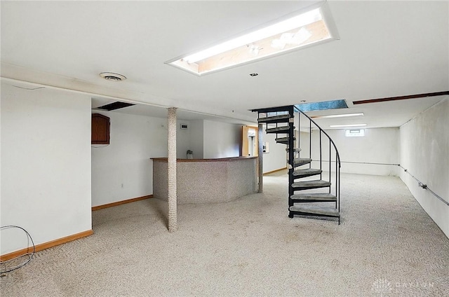 3700 Echo Hill Ln, Beavercreek, OH 45430 - basement featuring carpet, stairway, and baseboards
