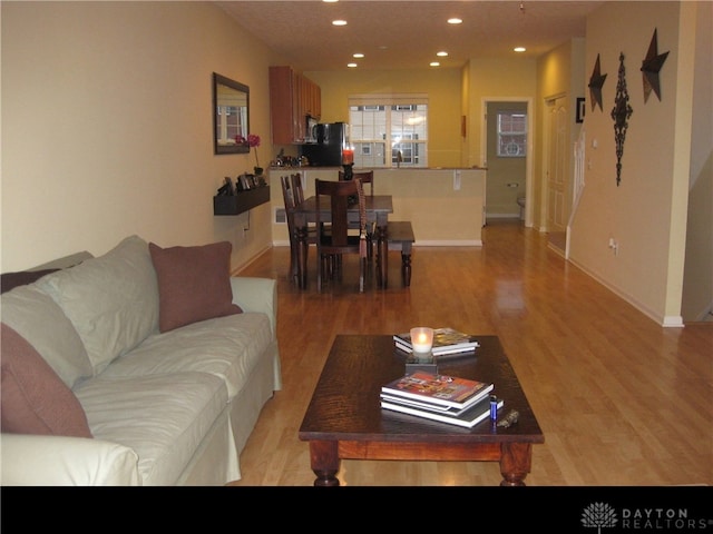 4324 Straight Arrow Rd, Beavercreek, OH 45430 - living area featuring light wood-type flooring, baseboards, and recessed lighting