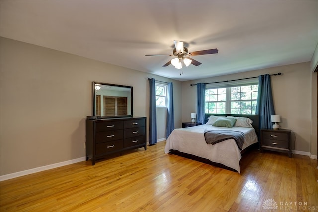 200 S Village, Washington Twp, OH 45459 - bedroom with light wood-type flooring, baseboards, and a ceiling fan