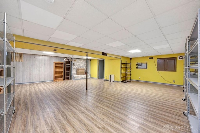 2774 N Law Rd, Oxford, OH 45056 - finished basement with a paneled ceiling, wood finished floors, and baseboards