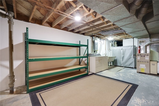 4231 Maricarr Dr, Dayton, OH 45429 - basement featuring washing machine and clothes dryer and heating unit