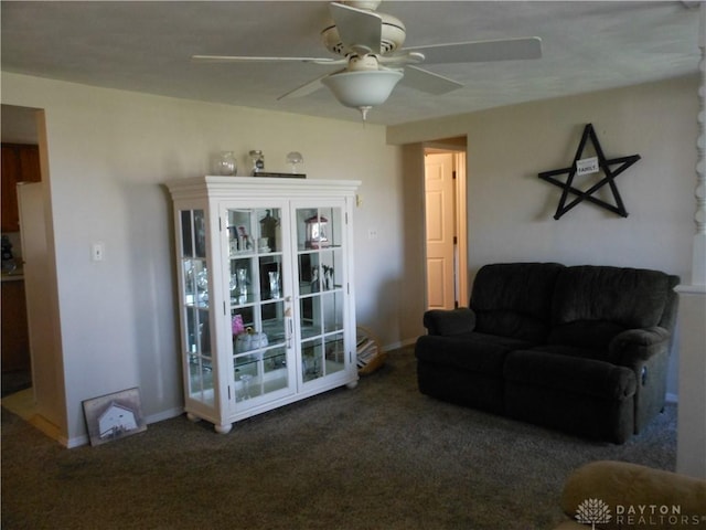 8189 Oakes Rd, Arcanum, OH 45304 - carpeted living room featuring a ceiling fan
