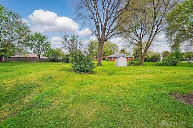 view of yard with a storage shed and an outdoor structure