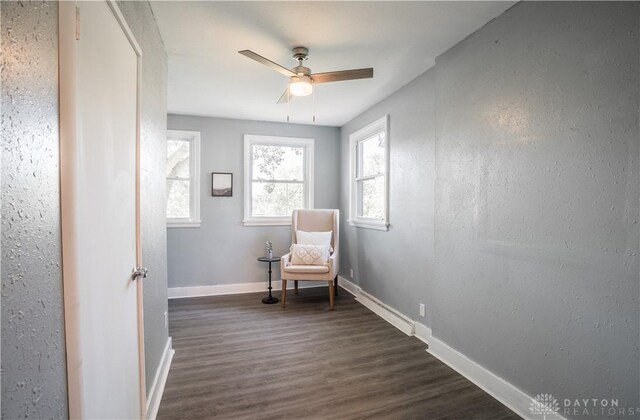 221 Virginia Ave, Dayton, OH 45410 - sitting room with a ceiling fan and dark wood-style flooring