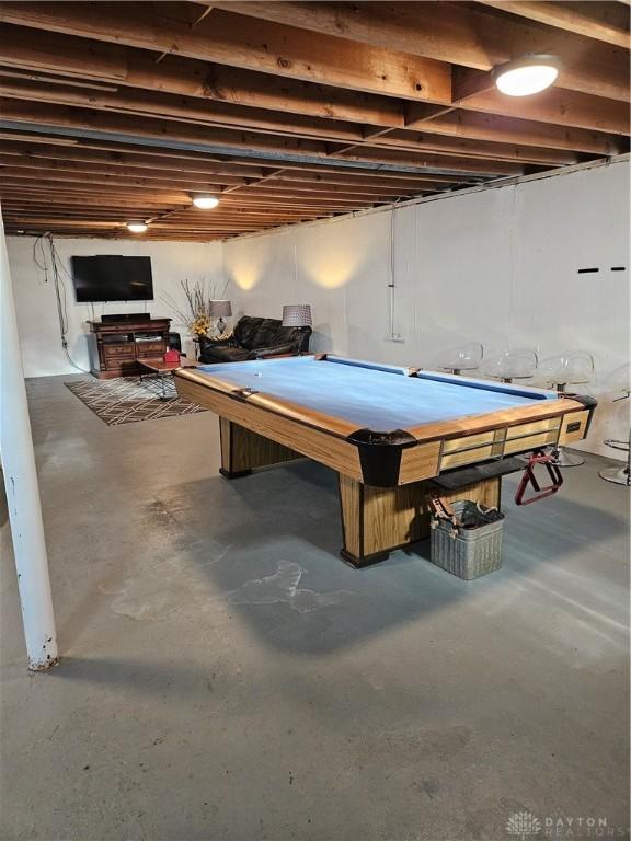 5107 Christy Ave, Dayton, OH 45431 - recreation room featuring concrete flooring and billiards table