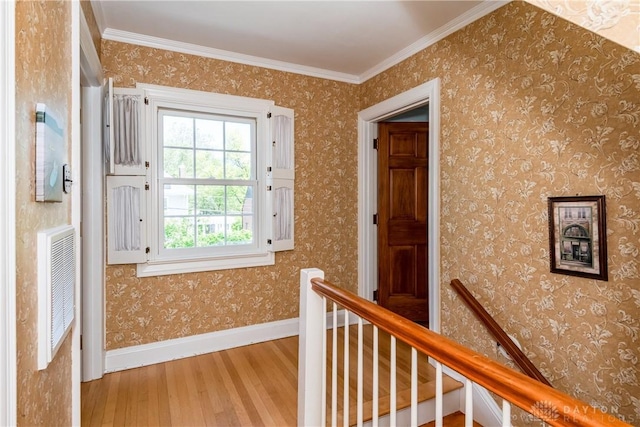 135 E Dixon Ave, Oakwood, OH 45419 - corridor featuring an upstairs landing, hardwood / wood-style flooring, baseboards, and ornamental molding