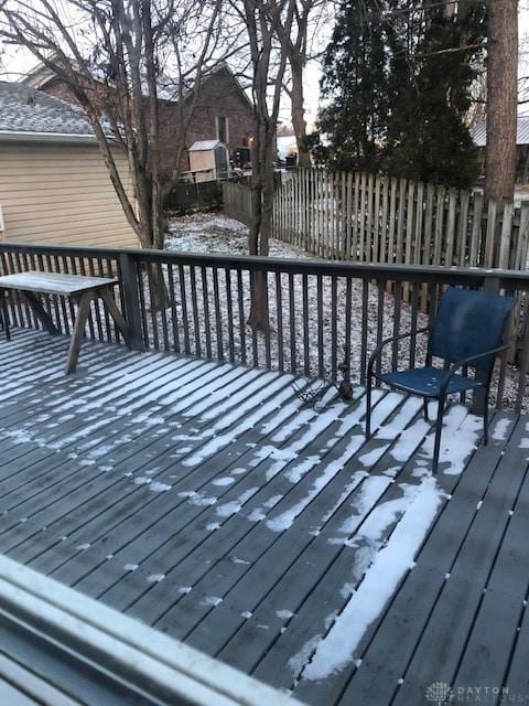12 Harshman St, Brookville, OH 45309 - snow covered deck with fence