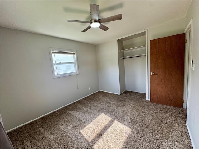 4832 Barnhart Ave, Dayton, OH 45432 - unfurnished bedroom featuring carpet floors, a closet, ceiling fan, and baseboards