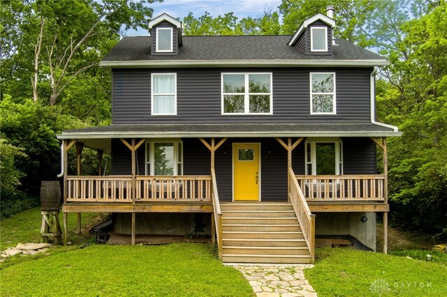 1803 Resor Rd, Fairfield, OH 45014 - view of front of house featuring a porch, a front yard, roof with shingles, and stairs