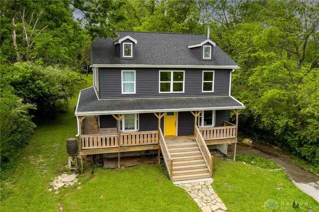 1803 Resor Rd, Fairfield, OH 45014 - view of front of property featuring covered porch, a front lawn, stairway, and a shingled roof