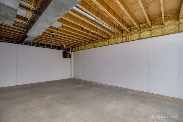view of unfinished basement