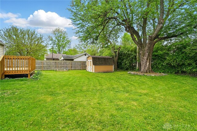 2917 California Ave, Dayton, OH 45419 - view of yard featuring a storage unit, a deck, and an outbuilding